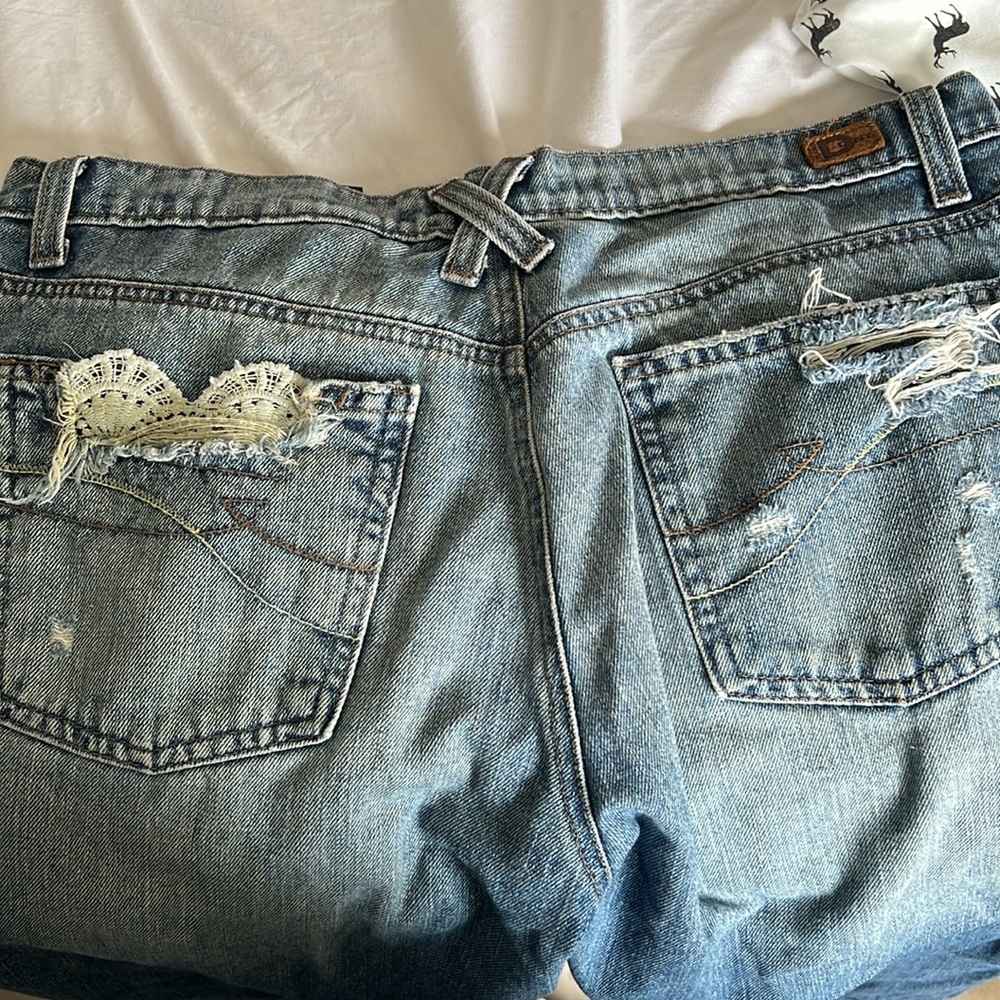 Dkny Blue Jeans with Vintage Lace Detail